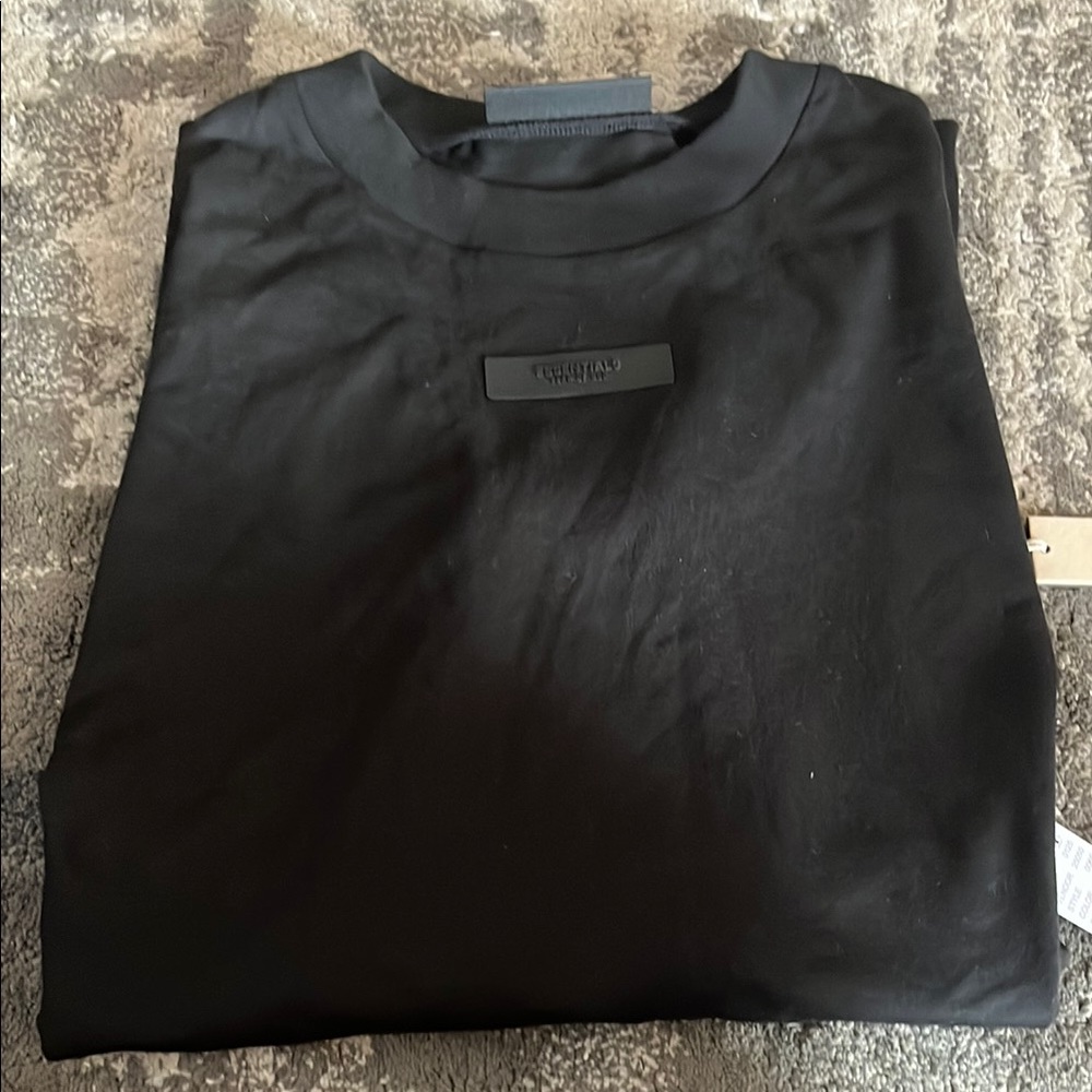 Essentials Black Short Sleeve Tee Classic Cotton Crew